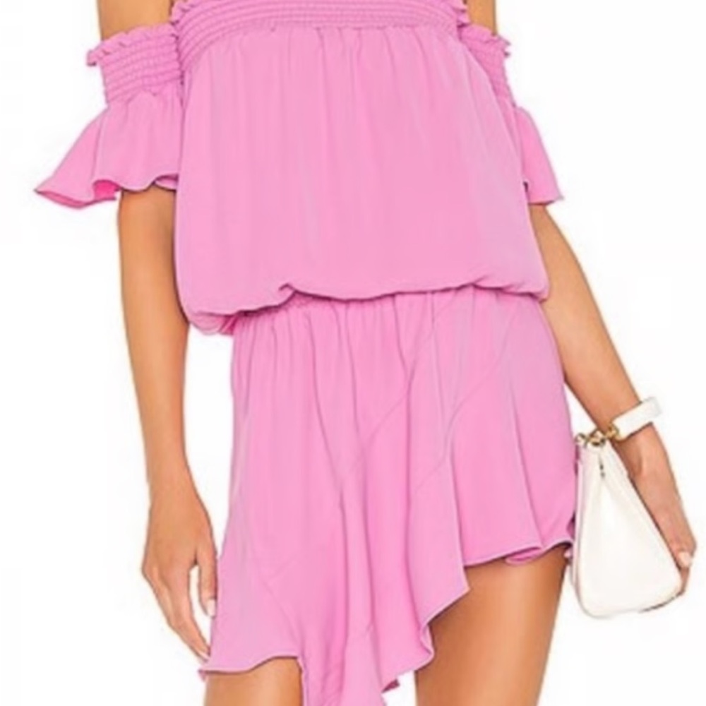 Amanda Uprichard Off-Shoulder Asymmetrical Dress in Pink
